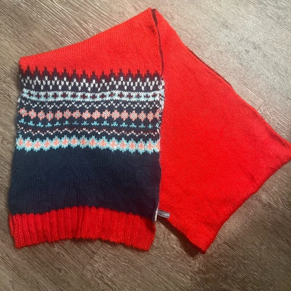 Gap Red and Blue Fair Isle Oversized Chunky Snowflake‎ Acrylic Mohair Scarf